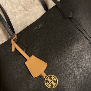 Tory Burch Black and Tan Leather Tote Bag